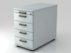 Hammerbacher Standcontainer 42,8 x 80 cm 4 Schubaden Schloss SG Grau