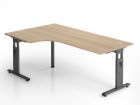 Hammerbacher Winkelschreibtisch C-Fuß 200 x 120 cm 90 Grade Eiche Graphit