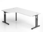 Hammerbacher Winkelschreibtisch C-Fuß 200 x 120 cm 90 Grad Weiß Graphit höheneinstellbar