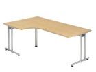 Hammerbacher Winkeltisch C-Fuß 200 x 120 cm 90 Grad Ahorn / Silber