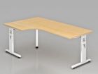 Hammerbacher Winkelschreibtisch C-Fuß höheneinstellbar 200 x 120 cm Ahorn Weiß