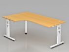 Hammerbacher Winkeltisch C-Fuß 200 x 120 cm 90 Grad Bucheplatte 25 mm höheneinstellbar