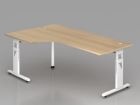 Hammerbacher Winkelschreibtisch C-Fuß 200 x 120 cm 90 Grad Eiche Weiß ABS-Kante