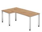 Hammerbacher Winkeltisch 4 Fuß eckig 200 x 120 cm 90 Grad Asteiche