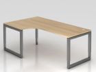 Hammerbacher Winkelschreibtisch RS82 O-Fuß eckig 200 x 120 cm Eiche Arbeitshöhe 65-85 cm