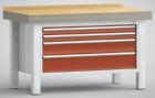 KLW Profi-Schwerlast-Werkbank 1500 x 800 x 900 mm 4 Schubladen
