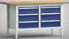 KLW Kastenwerkbank 1500 x 700 x 840 mm mit 6 Schubladen