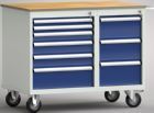 KLW Standard-Werkbank 1000 x 620 x 830 mm 2 Lenkrollen Feststeller 2 Bockrollen