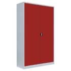 Lüllmann Flügeltürenschrank mit 4 Fachböden 1950 x 1200 x 600 mm lichtgrau mit feuerrot