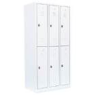 Lüllmann Garderobenschrank 3 Abteile doppelstöckig 1800 x 885 x 500 mm signalweiß