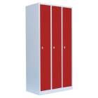 Lüllmann Garderobenschrank 3 Abteile 1800 x 885 x 500 mm lichtgrau mit feuerrot
