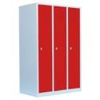 Lüllmann Garderobenschrank 3 Abteile 1800 x 1185 x 500 mm lichtgrau mit feuerrot