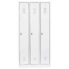 Lüllmann Garderobenschrank 3 Abteile 1800 x 885 x 500 mm signalweiß