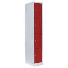 Lüllmann Schließfachschrank 1 Abteil 4 Fächer 1800 x 315 x 500 mm lichtgrau mit feuerrot