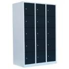 Lüllmann Schließfachschrank 3 Abteile 15 Fächer 1800 x 1185 x 500 mm lichtgrau anthrazit