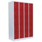 Lüllmann Schließfachschrank 4 Abteile 20 Fächer 1800 x 1170 x 500 mm lichtgrau feuerrot