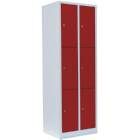 Lüllmann Schließfachschrank 2 Abteile 6 Fächer 1800 x 600 x 500 mm lichtgrau feuerrot