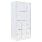 Lüllmann Schließfachschrank 3 Abteile 12 Fächer 1800 x 885 x 500 mm in signalweiß