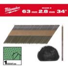 Milwaukee Elektrowerkzeuge Ringschaft blank D Kopf Nägel für M18FFN 7,4 x 2,8 x 63 mm