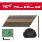 Milwaukee Elektrowerkzeuge Ringschaft blank D Kopf Nägel für M18FFN 7,4 x 2,8 x 75 mm