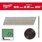 Milwaukee Elektrowerkzeuge Ringschaft Stahl blank Rundkopf Nägel für M18FFN21 7,4 x 2,8 x 65 mm
