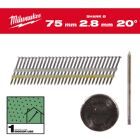 Milwaukee Elektrowerkzeuge Ringschaft Stahl blank Rundkopf-Nägel für M18FFN21 7,4 x 2,8 x 75 mm