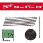 Milwaukee Elektrowerkzeuge Ringschaft Stahl blank Rundkopf Nägel für M18FFN21 7,4 x 3,1 x 90 mm