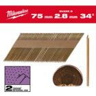 Milwaukee Elektrowerkzeuge Ringschaft verzinkt D Kopf Nägel für M18FFN 7,4 x 2,8 x 75 mm