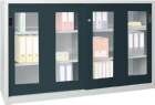 Pavoy Schiebetürenschrank 1500x500x1200mm gepulvert Sichtfenster RAL 7035 RAL 7016