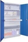 Pavoy Schwerlastschrank 1040x630x1950mm Drehgriff ohne Trennwand 3 Böden 4 Schubladen