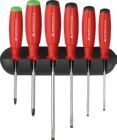 PB Swiss Tools Schraubendreher Satz 6 teilig Schlitz PZ im Wandhalter rot