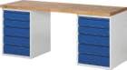 RAU Werkbank BASIC 7 Buche massiv 2000x700x840mm 10 Schubladen