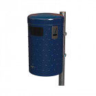 Renner Rund Abfallbehälter 50L RAL5013 mit Ascher Noppenblech Design