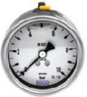 RIEGLER Glyzerinmanometer CrNi-Stahl exzentrisch hinten -1 bis 0,0 bar 100 mm