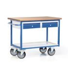 Rotauro Fahrbare Werkbank mit 2 stabilen Schubladen und Arbeitsplatte 1130 x 690 mm