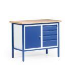 Taurotec Kompakt Kastenwerkbank R6 1 Schrank 1 Tür mit 1 Schrank und 4 Schubladen