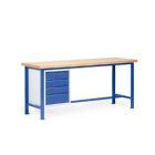 Taurotec Kombiwerkbank 2000 x 700 mit 1 Schrank Tischplatte 50 mm Multiplex Holz