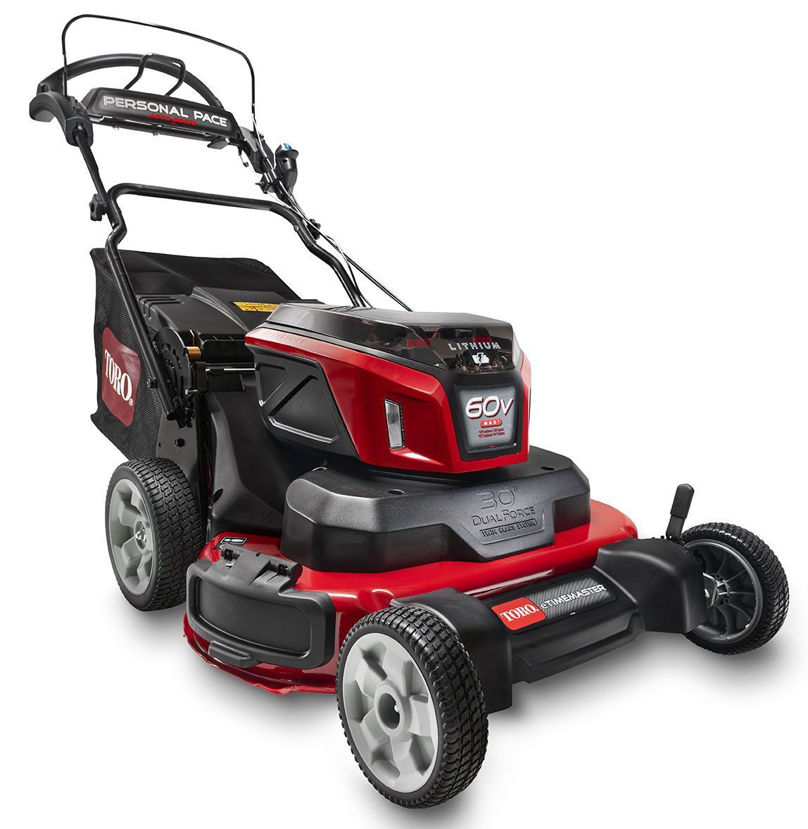 Toro Akku eTimeMaster eTM76 76 cm 60 V Lawn Mower mit 2x 10 AH Akku Seitenansicht Produktbild Toro Akku eTimeMaster eTM76 76 cm 60 V Lawn Mower mit 2x 10 AH Akku Seitenansicht bild 2
