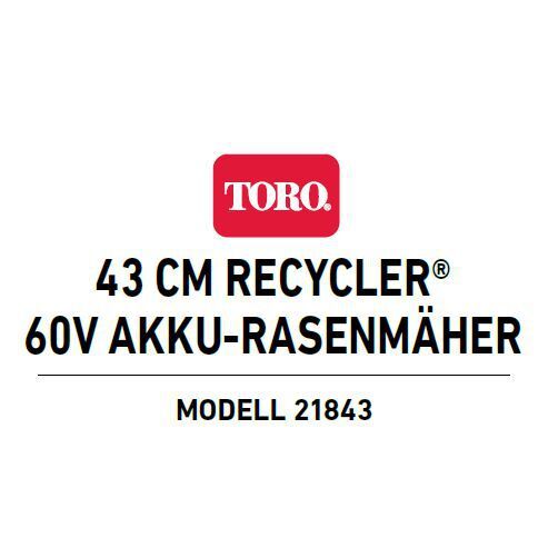 Toro Rasenmäher 43 cm Akku Recycler Flex Force Power System 60 V