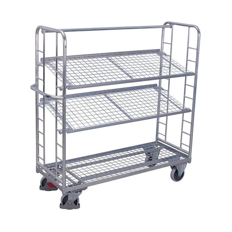 Variofit Etagenwagen 1510x550x1535mm mit 3 Drahtgitterböden verzinkt Produktbild Variofit Etagenwagen 1510x550x1535mm mit 3 Drahtgitterböden verzinkt