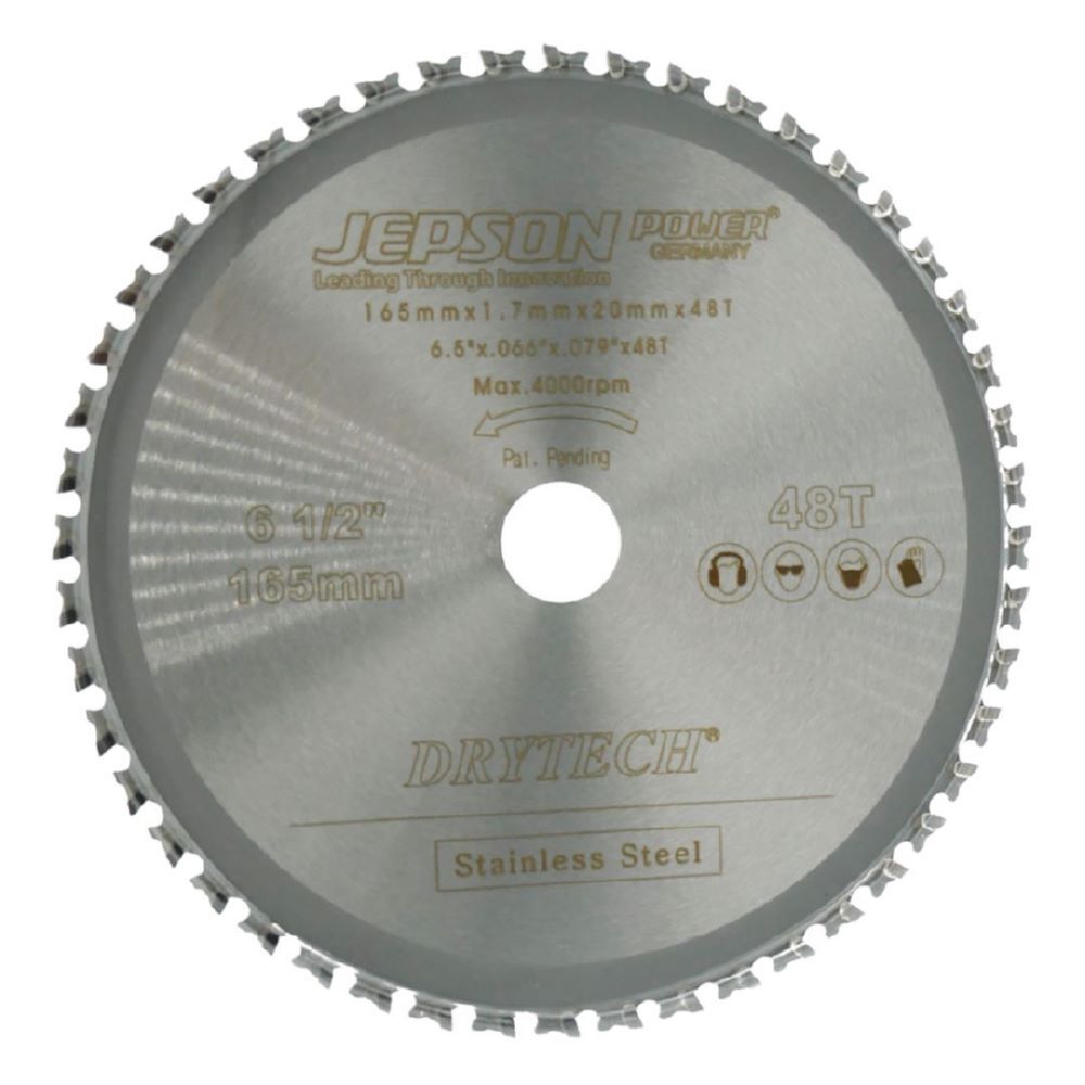 JEPSON Drytech HM-Sägeblatt INOX für Akkumaschinen Durchmesser 165 mm 48 Zähne für Inox Produktbild JEPSON Drytech HM-Sägeblatt INOX für Akkumaschinen Durchmesser 165 mm 48 Zähne für Inox