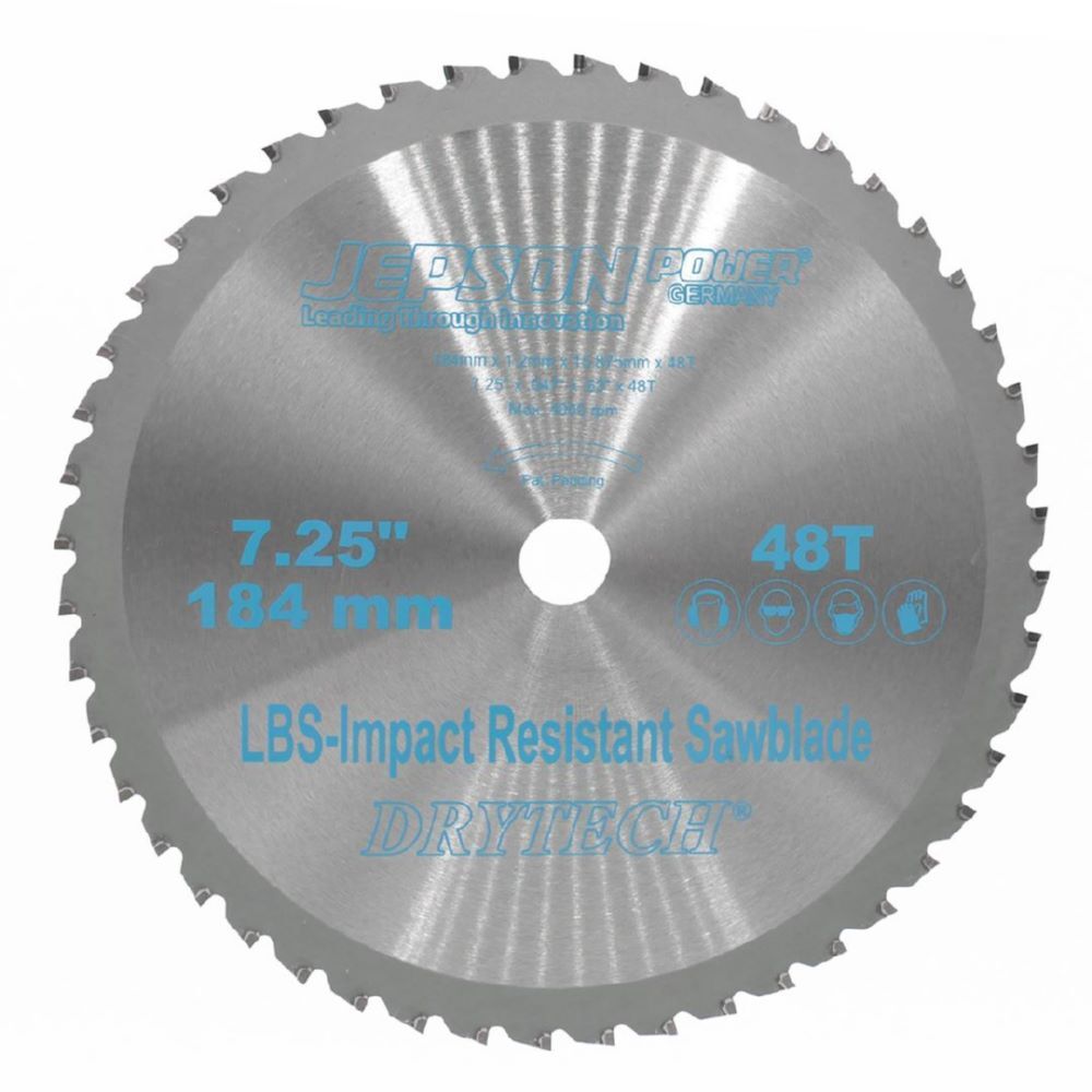 JEPSON Drytech HM-Sägeblatt LBS schockresistent Durchmesser 184 mm 48 Zähne für Stahl Produktbild JEPSON Drytech HM-Sägeblatt LBS schockresistent Durchmesser 184 mm 48 Zähne für Stahl