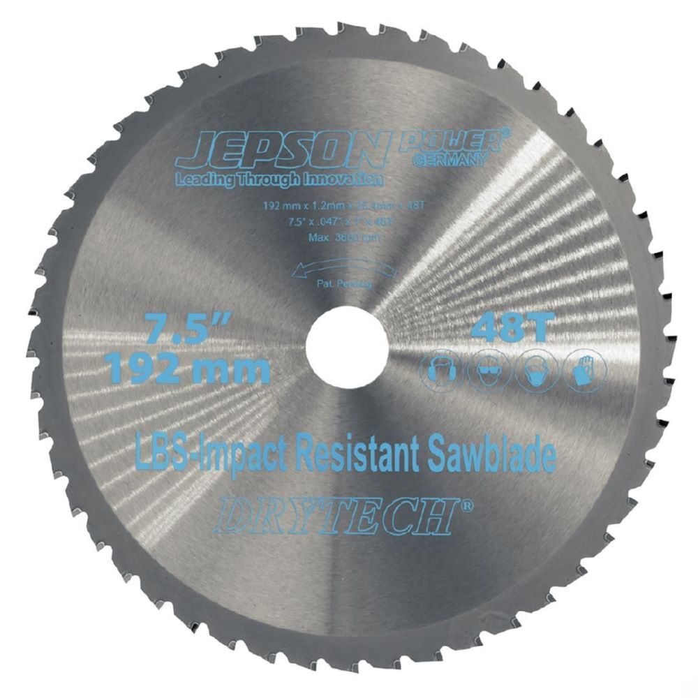 JEPSON Drytech HM-Sägeblatt LBS schockresistent Durchmesser 192 mm 48 Zähne für Stahl Produktbild JEPSON Drytech HM-Sägeblatt LBS schockresistent Durchmesser 192 mm 48 Zähne für Stahl