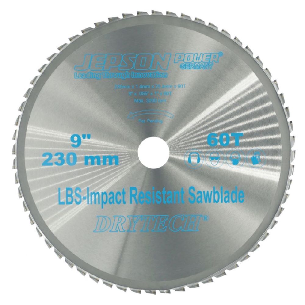 JEPSON Drytech HM-Sägeblatt LBS schockresistent Durchmesser 230 mm 60 Zähne für Stahl Produktbild JEPSON Drytech HM-Sägeblatt LBS schockresistent Durchmesser 230 mm 60 Zähne für Stahl