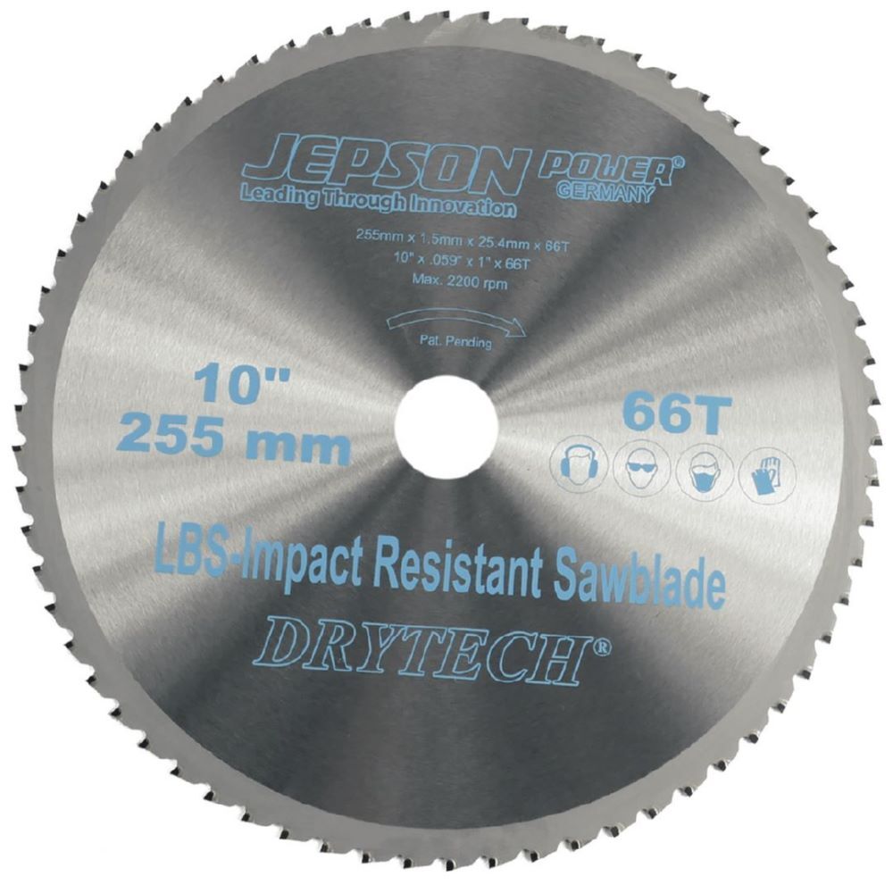 JEPSON Drytech HM-Sägeblatt LBS schockresistent Durchmesser 255 mm 66 Zähne für Stahl Produktbild JEPSON Drytech HM-Sägeblatt LBS schockresistent Durchmesser 255 mm 66 Zähne für Stahl