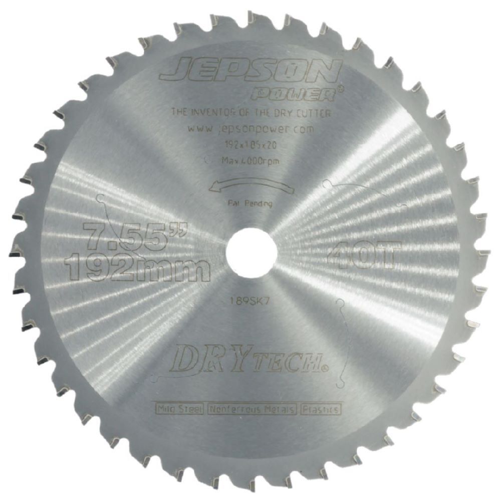JEPSON Drytech HM-Sägeblatt Durchmesser 192 mm 40 Zähne für Stahl Produktbild JEPSON Drytech HM-Sägeblatt Durchmesser 192 mm 40 Zähne für Stahl