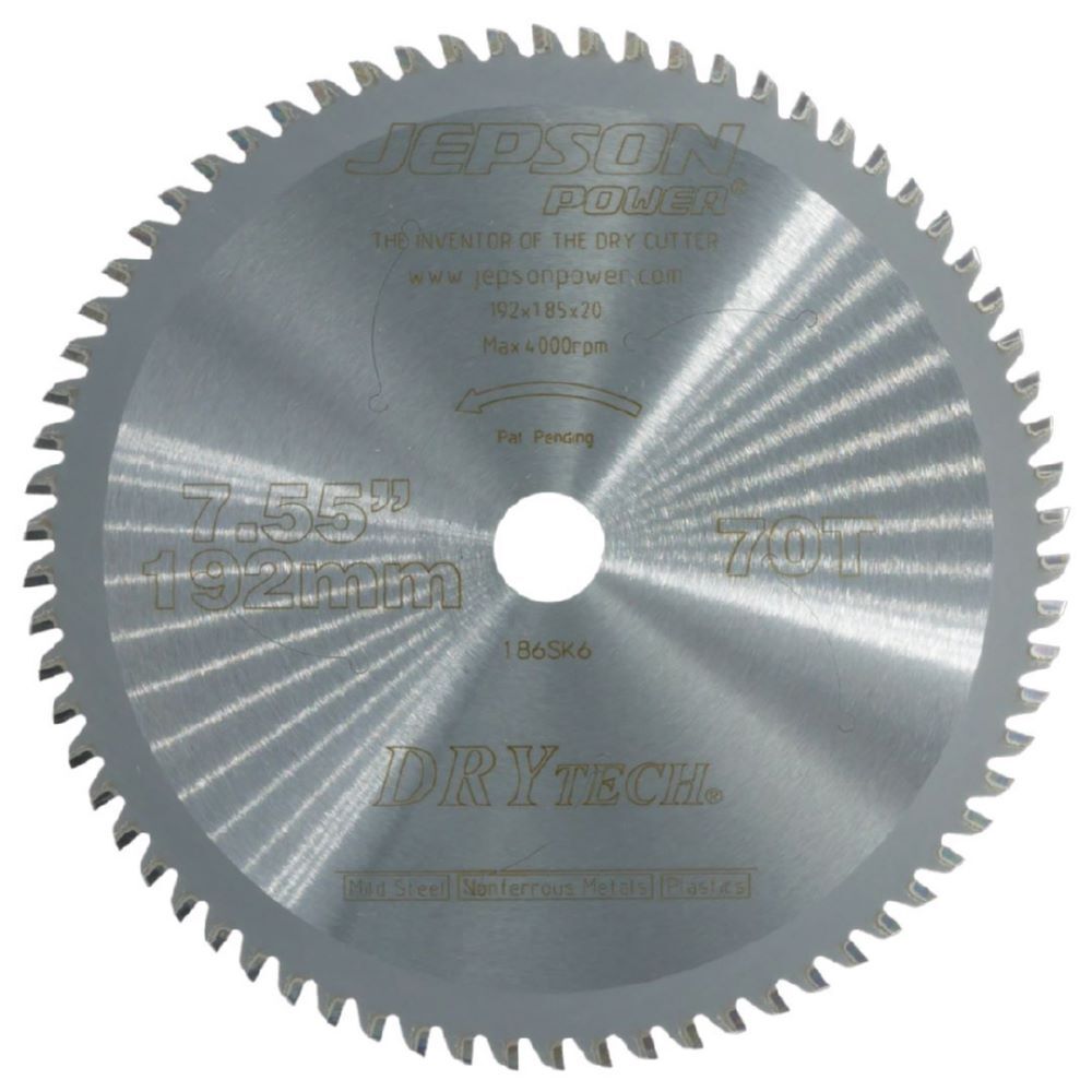 JEPSON Drytech HM-Sägeblatt Durchmesser 192 mm 70 Zähne für Stahlplatten Produktbild JEPSON Drytech HM-Sägeblatt Durchmesser 192 mm 70 Zähne für Stahlplatten