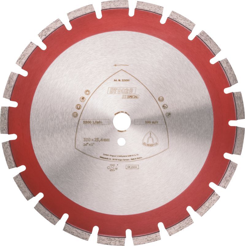 Klingspor DT 902 B Diamanttrennscheiben, 350 x 3,2 x 25,4 mm 21 Segmente 40 x 3,2 x 11 mm, Produktbild Klingspor DT 902 B Diamanttrennscheiben, 350 x 3,2 x 25,4 mm 21 Segmente 40 x 3,2 x 11 mm,