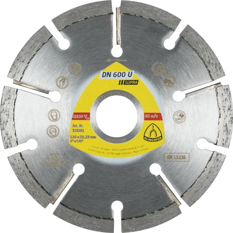 Klingspor DN 600 U Diamanttrennscheiben, 125 x 4,5 x 22,23 mm 10 Segmente 33 x 4,5 x 7 mm, Produktbild Klingspor DN 600 U Diamanttrennscheiben, 125 x 4,5 x 22,23 mm 10 Segmente 33 x 4,5 x 7 mm,