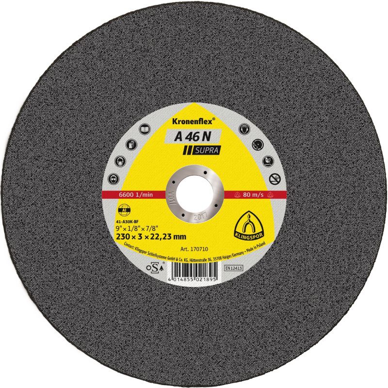 Klingspor A 46 N Trennscheiben, 230 x 3 x 22,23 mm gerade Klingspor A 46 N Trennscheiben, 230 x 3 x 22,23 mm gerade